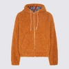 Marni Logo-print-drawstring Faux-fur Jacket In Rust