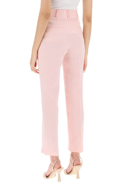 Hebe Studio 'loulou' Linen Trousers In Pink Calypso (pink)