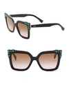 Fendi Women's 52mm Crystal-embellished Square Sunglasses In Brown