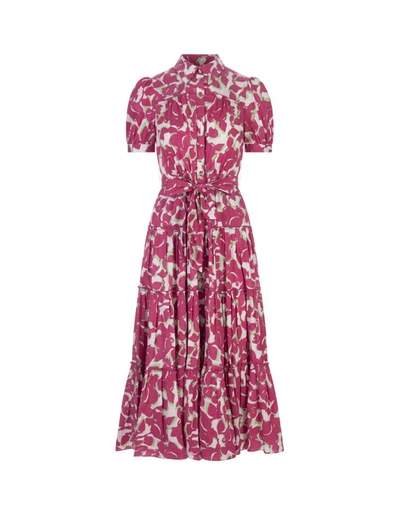 Diane Von Furstenberg Queena Floral Print Belted Shirtdress In Flora Nocturna Pink