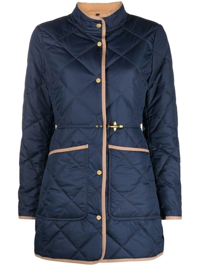 Fay Quilted Fitted Jacket In Blue