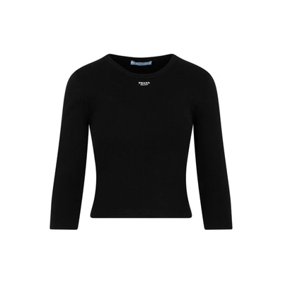 Prada Cotton Sweater In Black