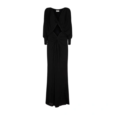 Saint Laurent Cut-out Long-sleeved Dress In Black