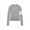Thom Browne 4-bar Crewneck Wool Sweater In Grey