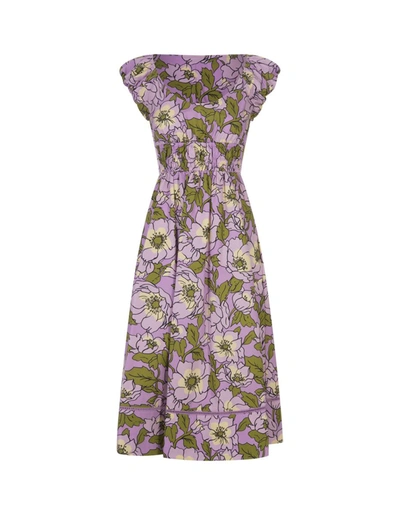 Tory Burch Floral-print Cotton-poplin Midi Dress In Light Pink