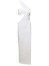 MONOT WHITE ONE SHOULDER ASYMMETRICAL DRESS WITH SIDE CUTOUT IN POLYESTER WOMAN