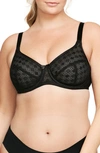 Glamorise Plus Size Full Figure Wonderwire Lace Comfort Bra In Black