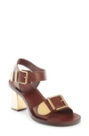 Chloé Rebecca Buckeld Leather Sandals In Brown