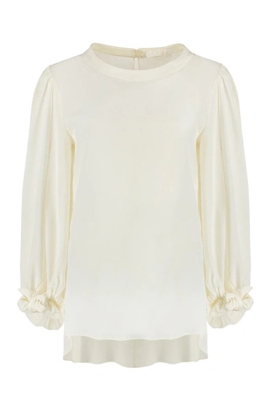 Chloé Silk Crepe De Chine Blouse In Ivory