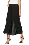 Alex Evenings Chiffon Wide-leg Capri Pants In Black