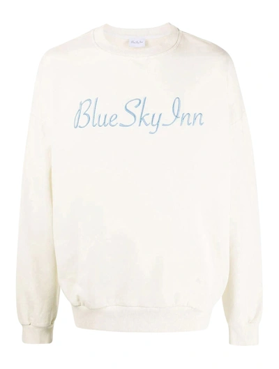 Blue Sky Inn Logo-embroidered Cotton Sweatshirt In Neutrals