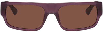 Dries Van Noten Purple Linda Farrow Edition 189 C4 Sunglasses In Aubergine/brushed Si