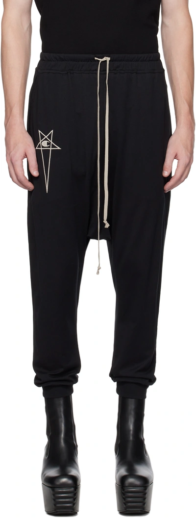 Rick Owens Prisoner Organic Cotton Drawstring Trousers In Schwarz