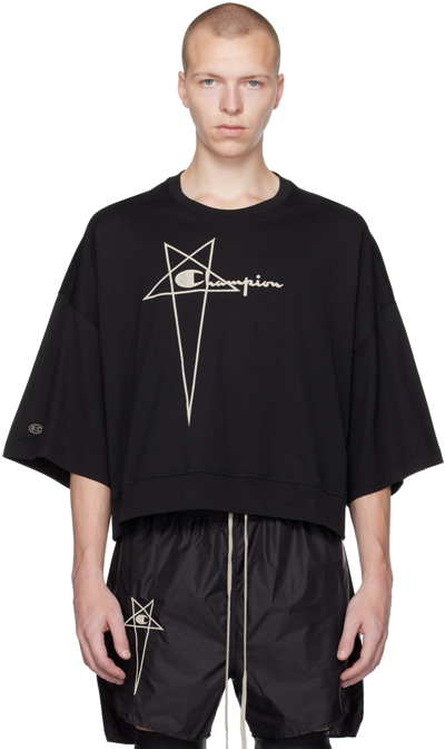 Rick Owens Black Champion Edition Tommy T-shirt In 09 Black