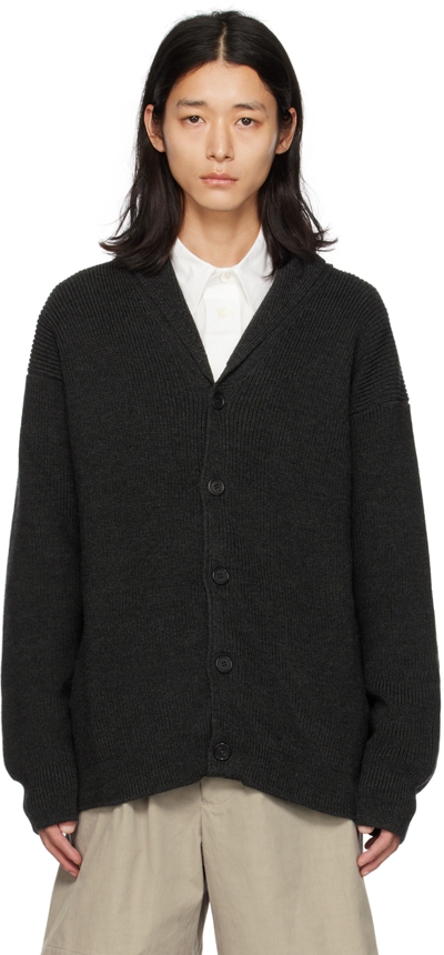 Margaret Howell Gray Shawl Collar Cardigan In Charcoal