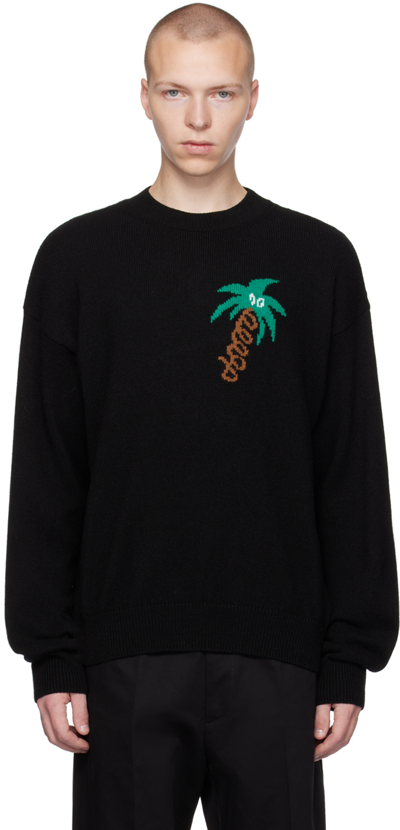 Palm Angels Black Wool Blend Sweater