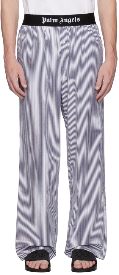 Palm Angels Logo-waist Striped Pyjama Trousers In Multicolour