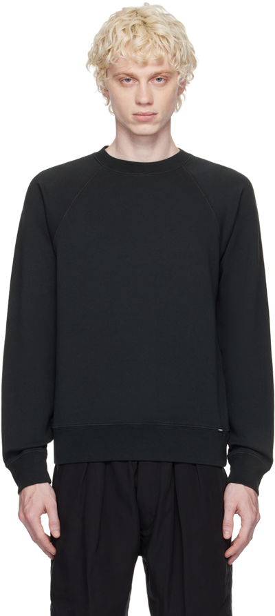 Tom Ford Garment-dyed Crew-neck Sweatshirt In Black