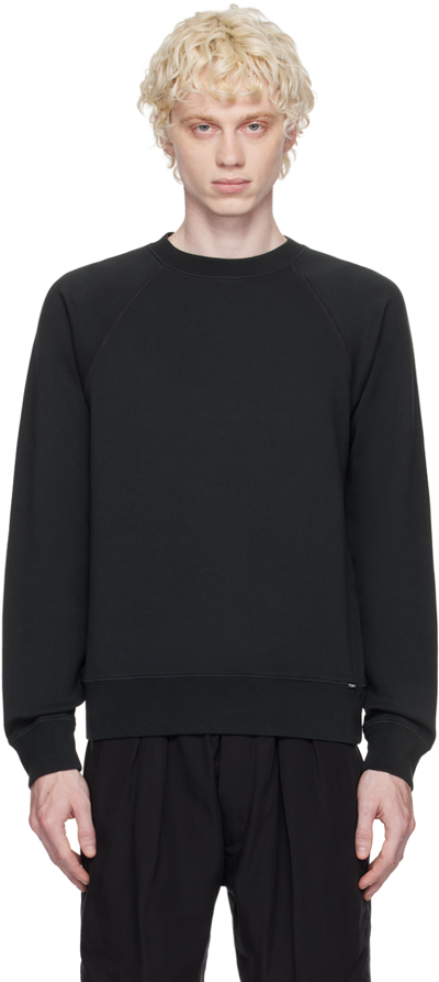 TOM FORD BLACK GARMENT-DYED SWEATSHIRT