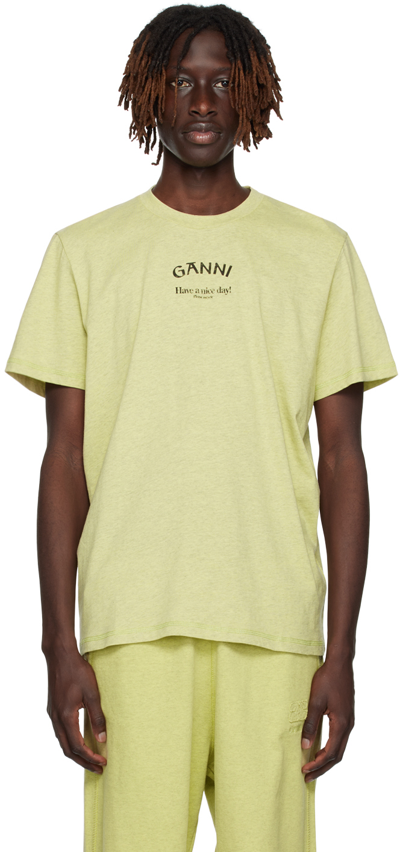 Ganni Green Relaxed T-shirt In Leek Green 762