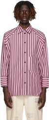 GANNI PINK & BROWN STRIPED SHIRT