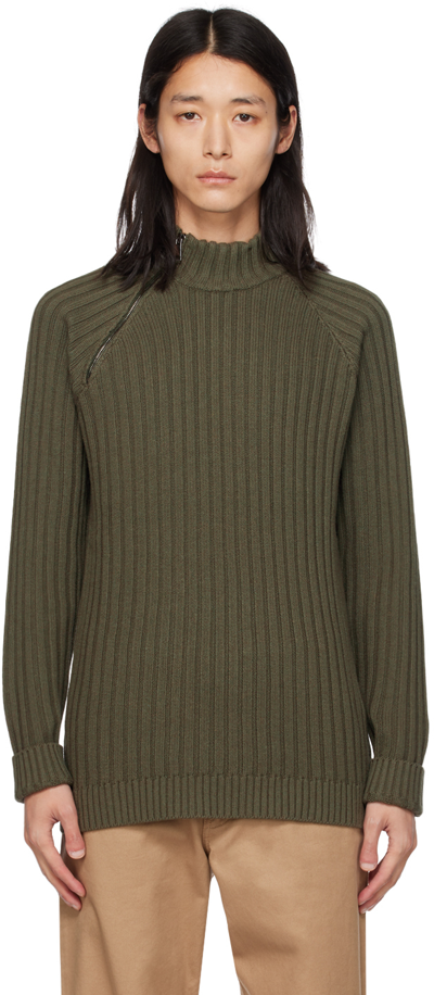 Wood Wood Khaki Manu Sweater In 8046 Crocodile Green