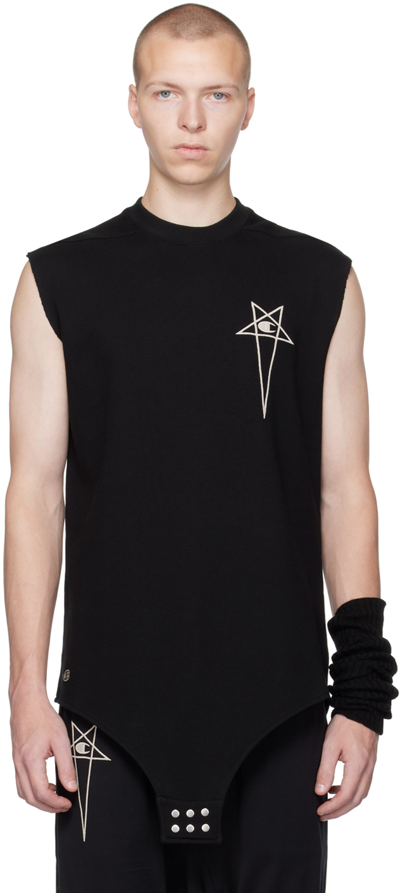 Rick Owens Black Champion Edition Body T-shirt In 09 Black