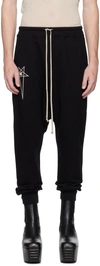 Rick Owens Black Champion Edition Prisoner Drawstring Sweatpants In 09 Black