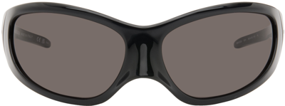 Balenciaga Black Skin Xxl Cat Sunglasses In Black-black-grey