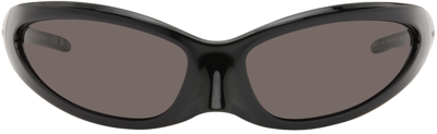 Balenciaga Black Skin Cat Sunglasses In Black-black-grey
