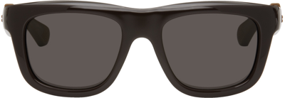 Bottega Veneta Black Mitre Square Sunglasses In Brown-brown-grey