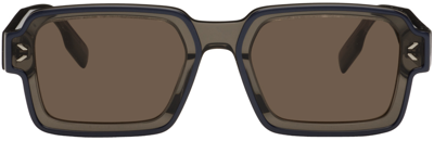 Mcq By Alexander Mcqueen Brown Square Sunglasses In Blue-brown-grey