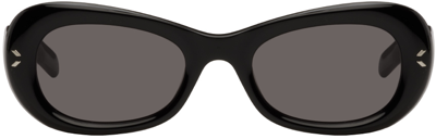 Mcq By Alexander Mcqueen Black Oval Sunglasses In Black-black-smoke