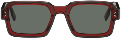 Mcq By Alexander Mcqueen Red Square Sunglasses In Grey-red-green