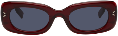 Mcq By Alexander Mcqueen Burgundy Oval Sunglasses In Burgundy-burgundy-bl
