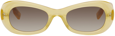 Mcq By Alexander Mcqueen Gradient-lenses Oval-frame Sunglasses In Yellow-yellow-brown