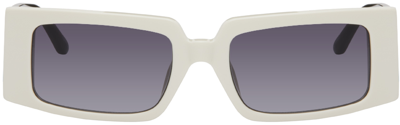 Linda Farrow White & Black Magda Butrym Edition Sunglasses In White/ Black/ Silver