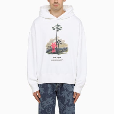 Palm Angels Hoodie Mit Palmen-print In White