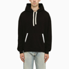 Palm Angels Relaxed-fit Cotton Hoodie With Contrasting Drawstrings In Black