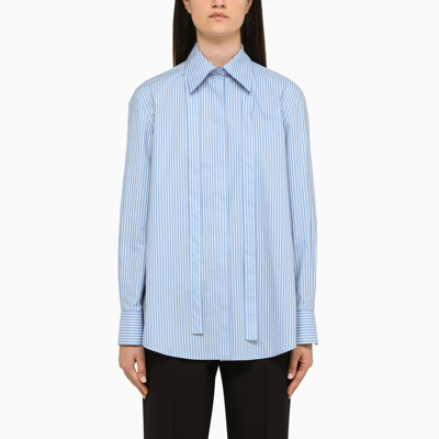 Valentino Striped Cotton-poplin Shirt In Light Blue