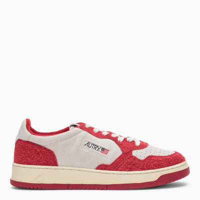 AUTRY AUTRY | MEDALIST BEIGE/RED SUEDE TRAINER,AULMSH01/N_AUTRY-SH01_600-45