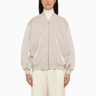 Calvin Klein Silver Satin Bomber Jacket In Grey
