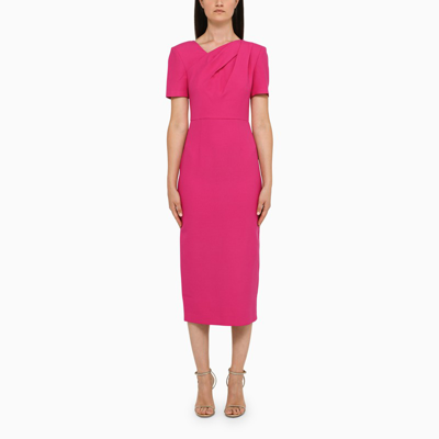 Roland Mouret Structured Silk And Wool Midi Dress In Pink