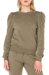 Rachel Rachel Roy Ella Puff Shoulder Pullover Sweatshirt In Dusky Green