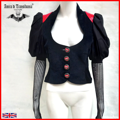 Pre-owned Fashion Elegant Short Jacket Clothing Gothic Vampire Black Velvet Luxury Iconic