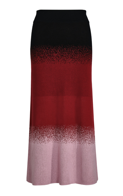 Johanna Ortiz Color Scapes Knit Cotton Midi Skirt In Black  Lilac  & Red
