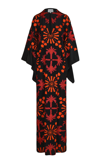 Johanna Ortiz Historias Salvajes Embroidered Silk Tunic Dress In Multi