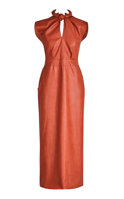 Johanna Ortiz Symbol Of Power Faux Leather Maxi Dress In Red | ModeSens