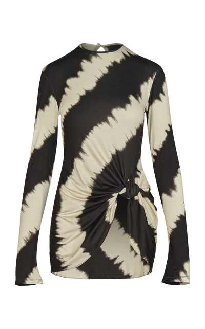 Johanna Ortiz Haven Of Reverie Knotted Jersey Top In Multi