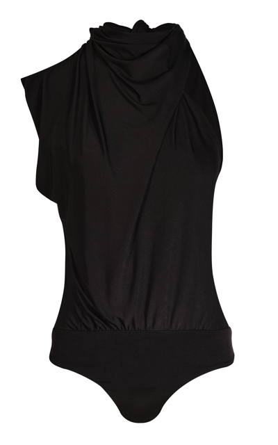 Johanna Ortiz Sereno Alba Gathered Jersey Bodysuit In Black